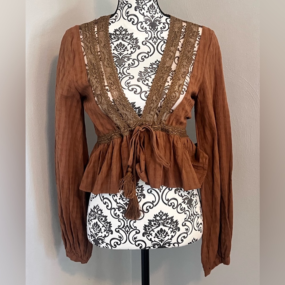 Burnt orange lace top